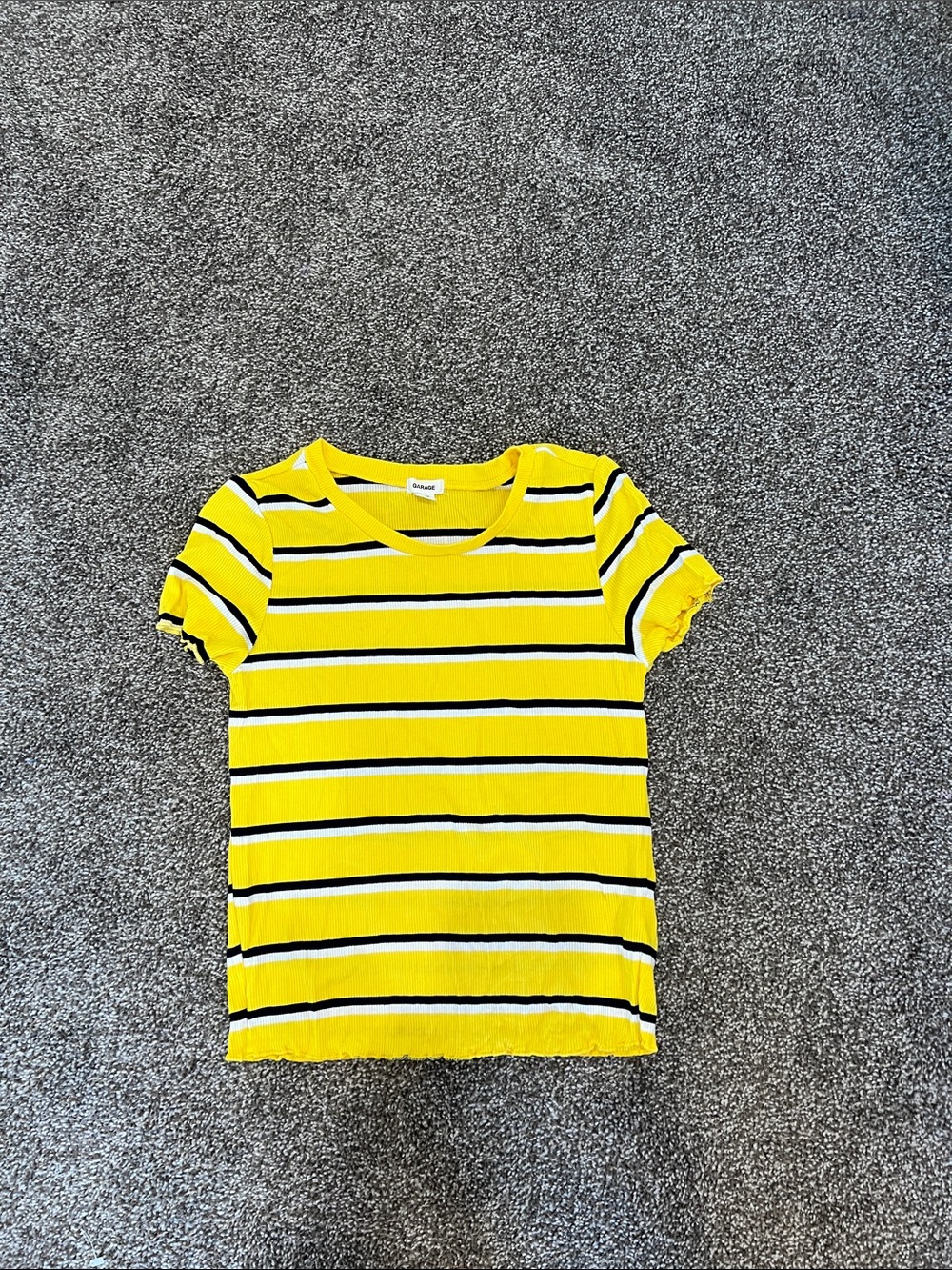 Garage Yellow and Black Striped Crop Top